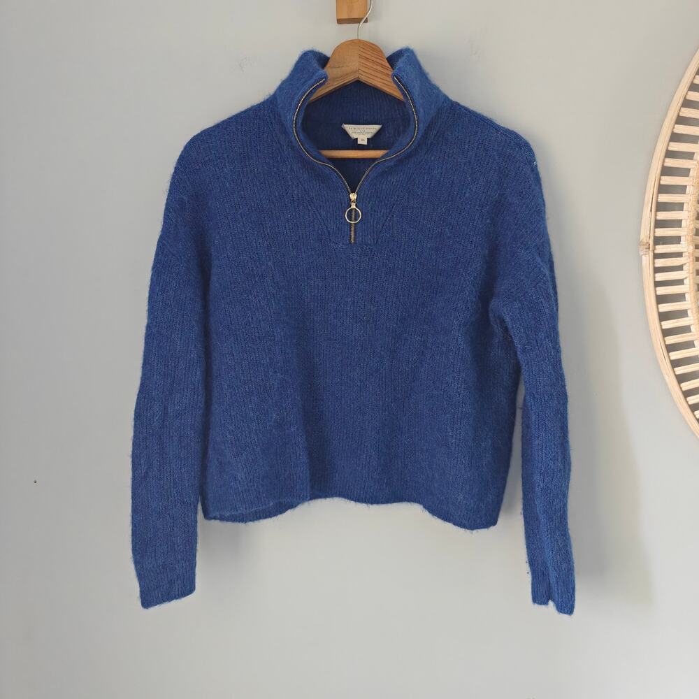 Sezane Johnny Jumper Indigo Blue Alpaca Merino Half Zip Sweater XS